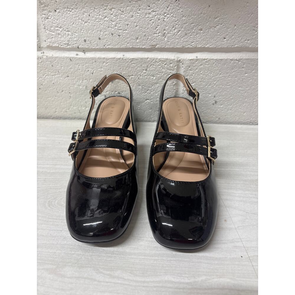 NIB Kelly & Katie Sz 6 Black Faux Patent Leather Pimmie Double Strap Mary Janes - Picture 2 of 5